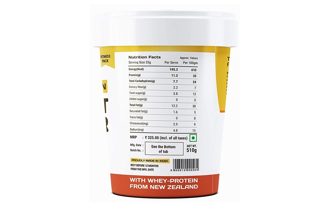 Pintola High Protein Peanut Butter Crunchy Organic Jaggery   Jar  510 grams
